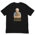 White Hair Man with Cocker Spaniel graphic tee.