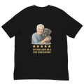 White Hair Man with Great Dane graphic tee.