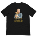 White Hair Man with Jack Russell Terrier graphic tee.