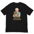 White Hair Man with Dachshund graphic tee.
