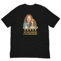 Red Hair Woman with Basset Hound graphic tee.