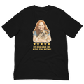 Red Hair Woman with Bulldog graphic tee.