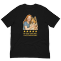 Red Hair Woman with Collie graphic tee.