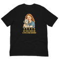 Red Hair Woman with Dalmatian graphic tee.