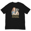 Red Hair Woman with Great Dane graphic tee.