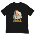 Red Hair Woman with Komondor graphic tee.