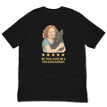 Red Hair Woman with Scottie graphic tee.