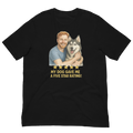 Red Hair Man with Alaskan Husky graphic tee.