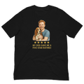 Red Hair Man with Basset Hound graphic tee.
