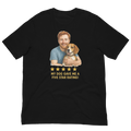 Red Hair Man with Beagle graphic tee.