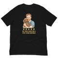 Red Hair Man with Brown Poodle graphic tee.