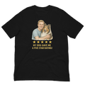 Red Hair Man with Collie graphic tee.