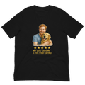 Red Hair Man with Golden Retriever graphic tee.