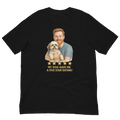 Red Hair Man with Shih Tzu graphic tee.
