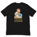 Red Hair Man with White Poodle graphic tee.