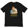 Red Hair Man with Komondor graphic tee.