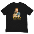 Red Hair Man with Pug graphic tee.