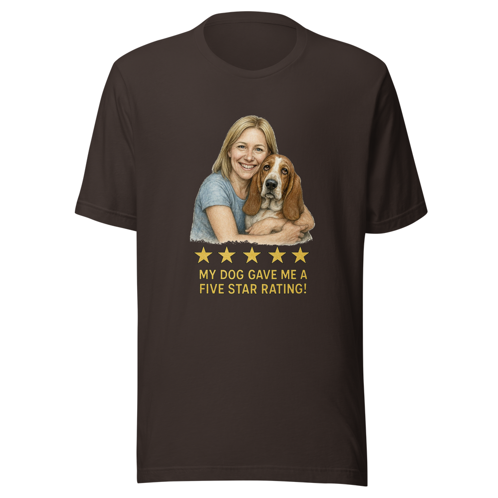 Blonde Woman with Basset Hound graphic tee - brown