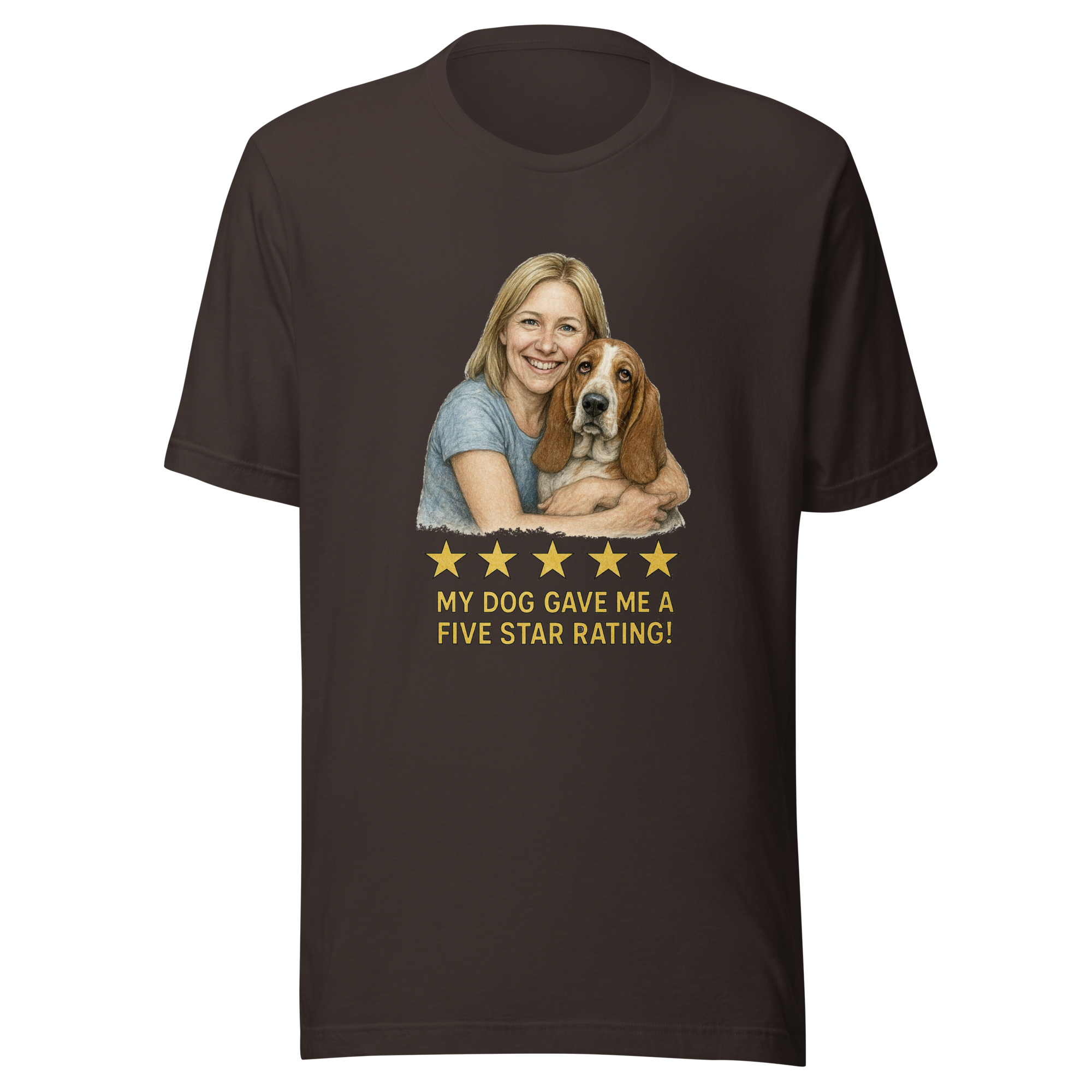 Blonde Woman with Basset Hound graphic tee - brown