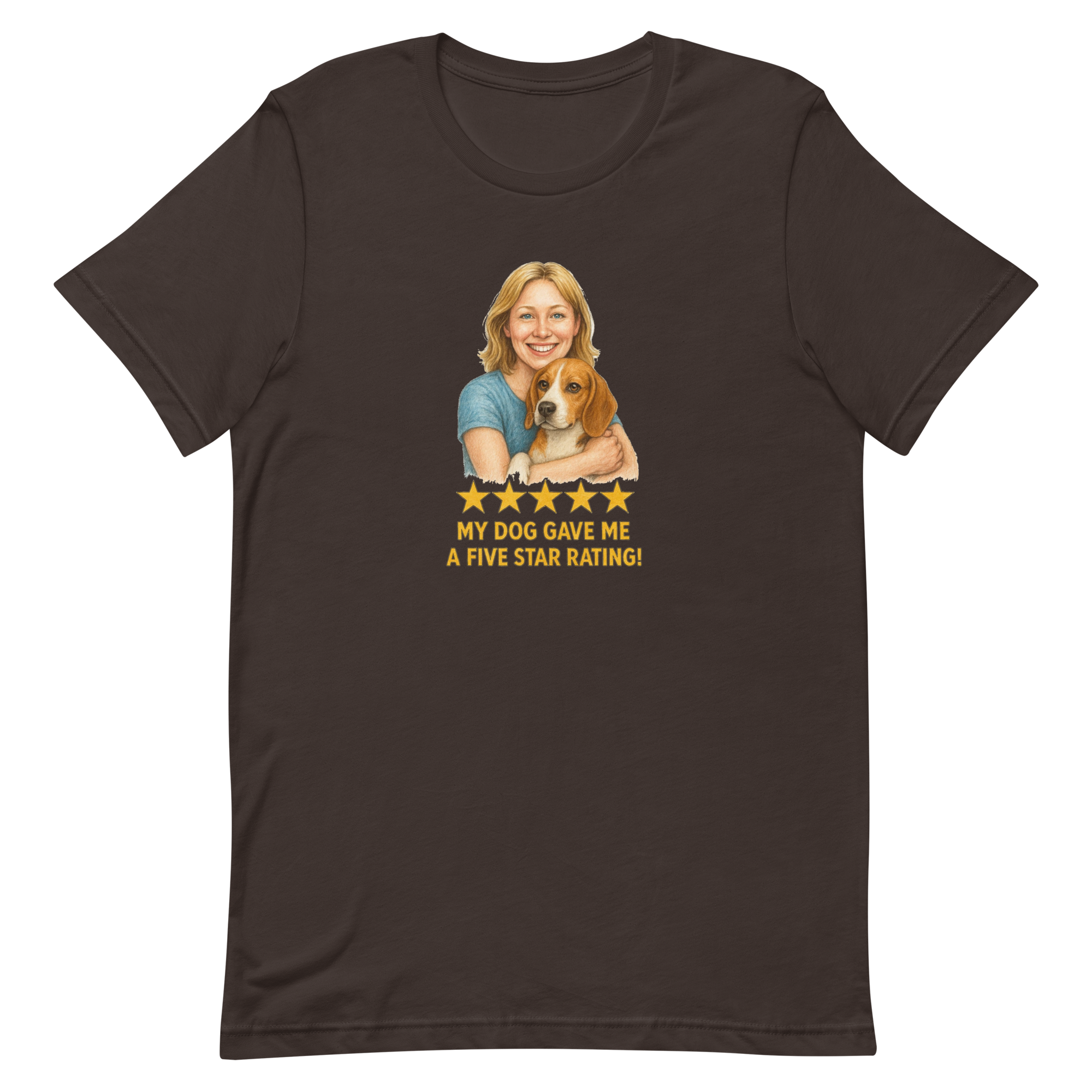 Blonde Woman with Beagle graphic tee - brown