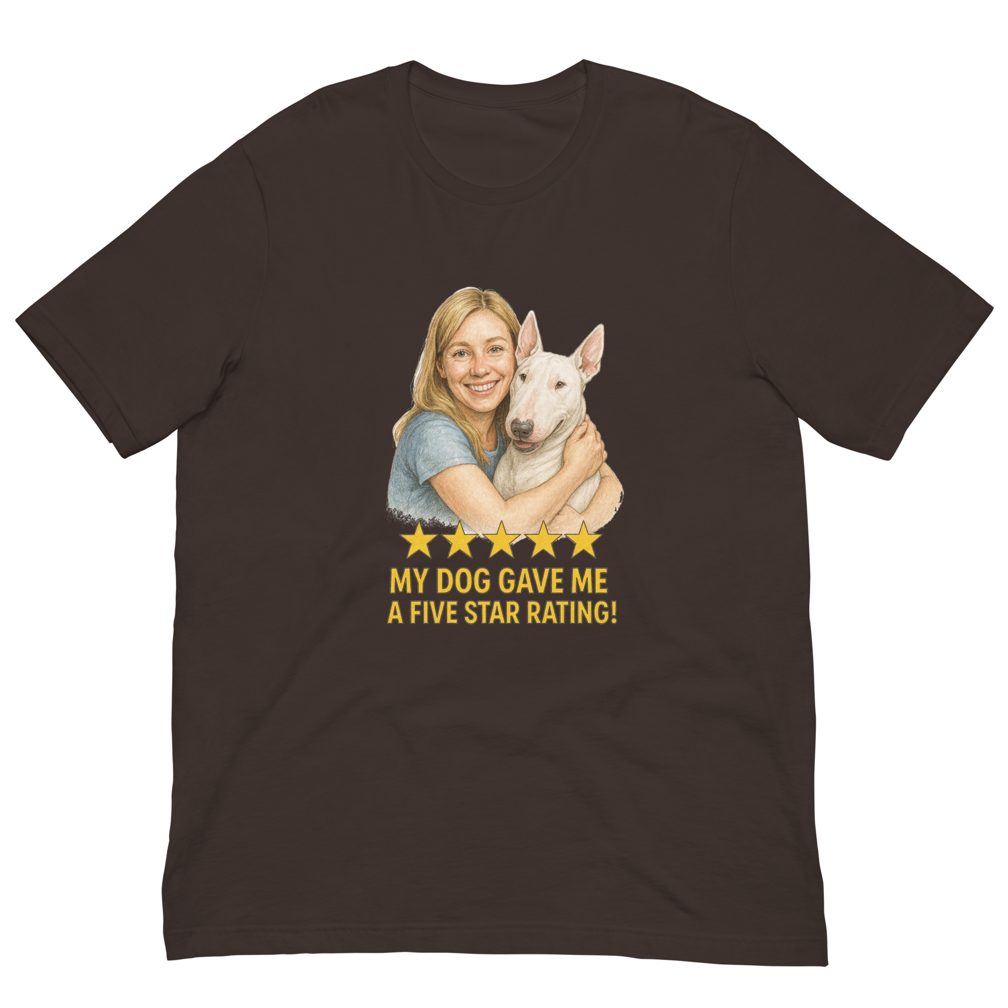 Blonde Woman with Bull Terrier graphic tee - brown