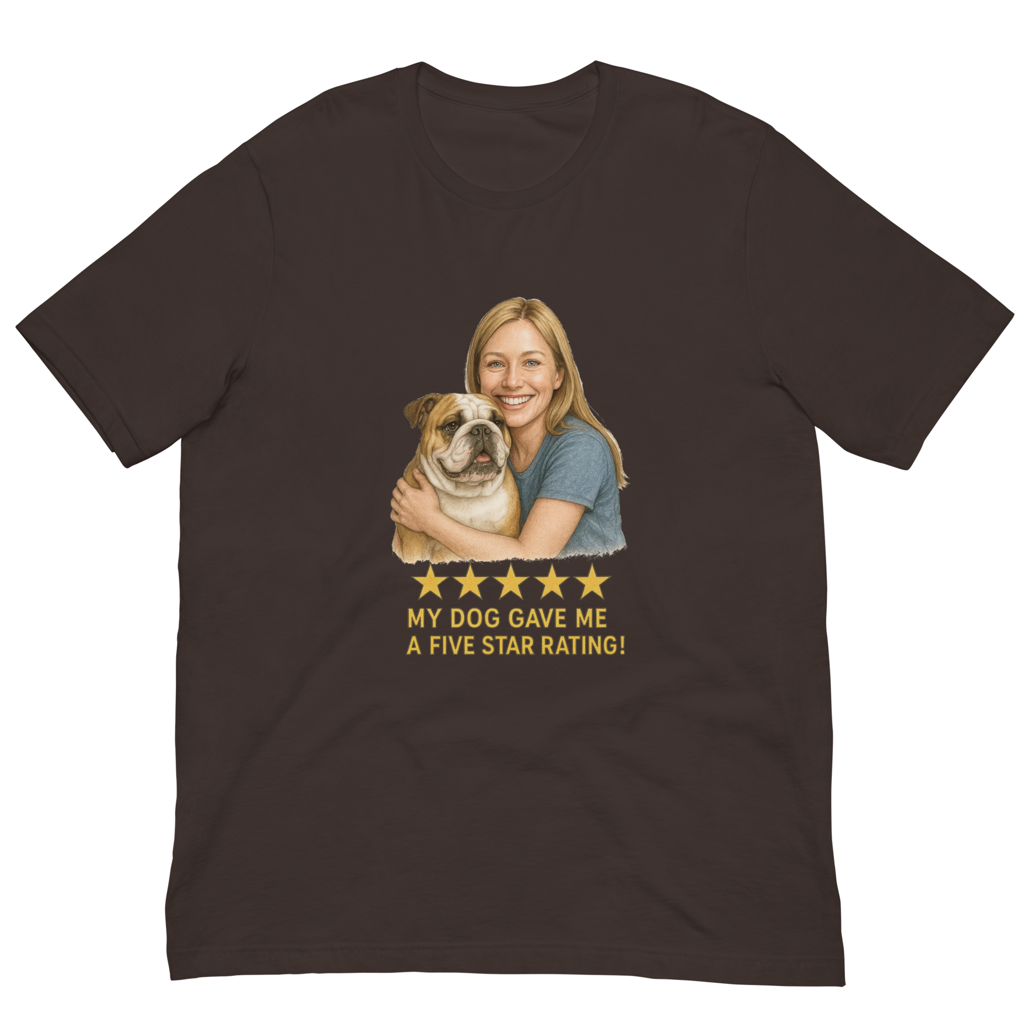 Blonde Woman with Bulldog graphic tee - brown