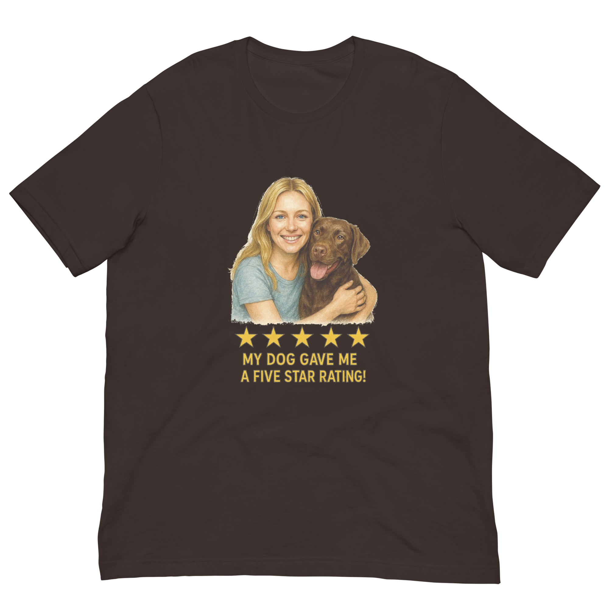 Blonde Woman with Chocolate Labrador graphic tee - brown