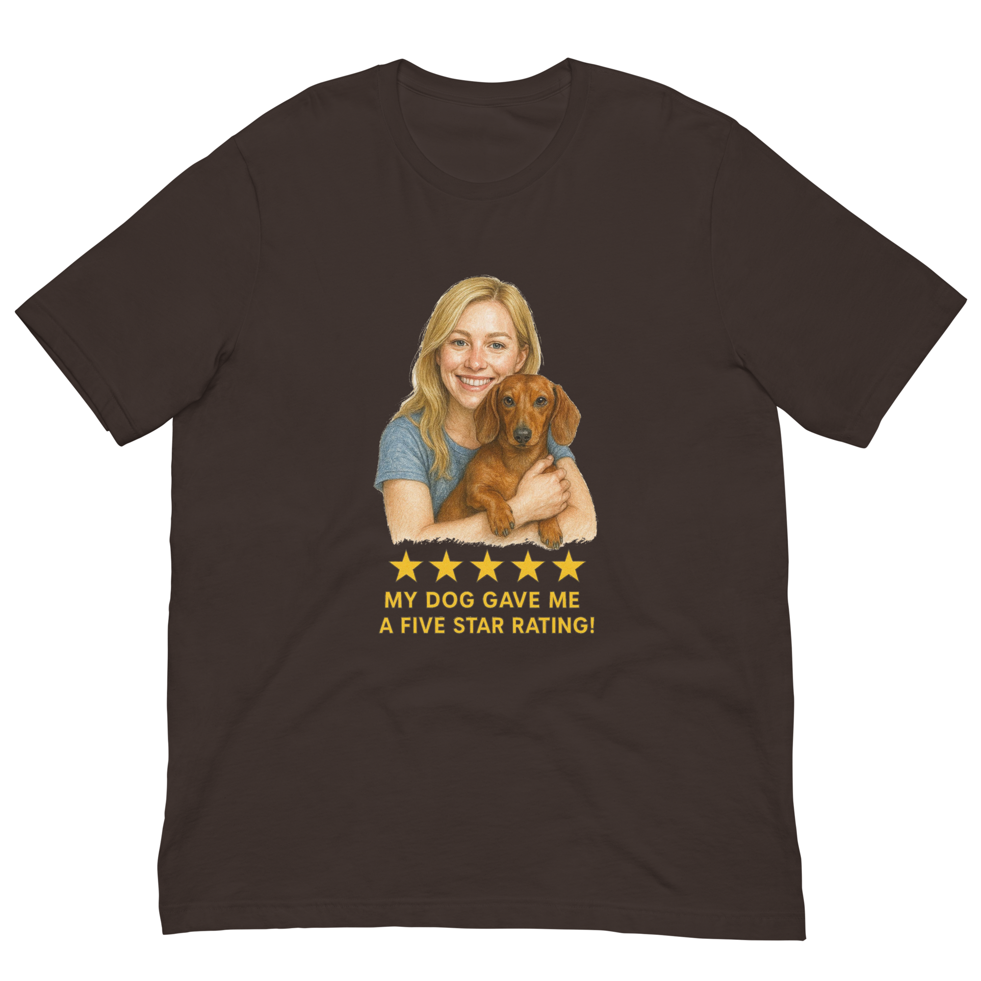 Blonde Woman with Dachshund graphic tee - brown