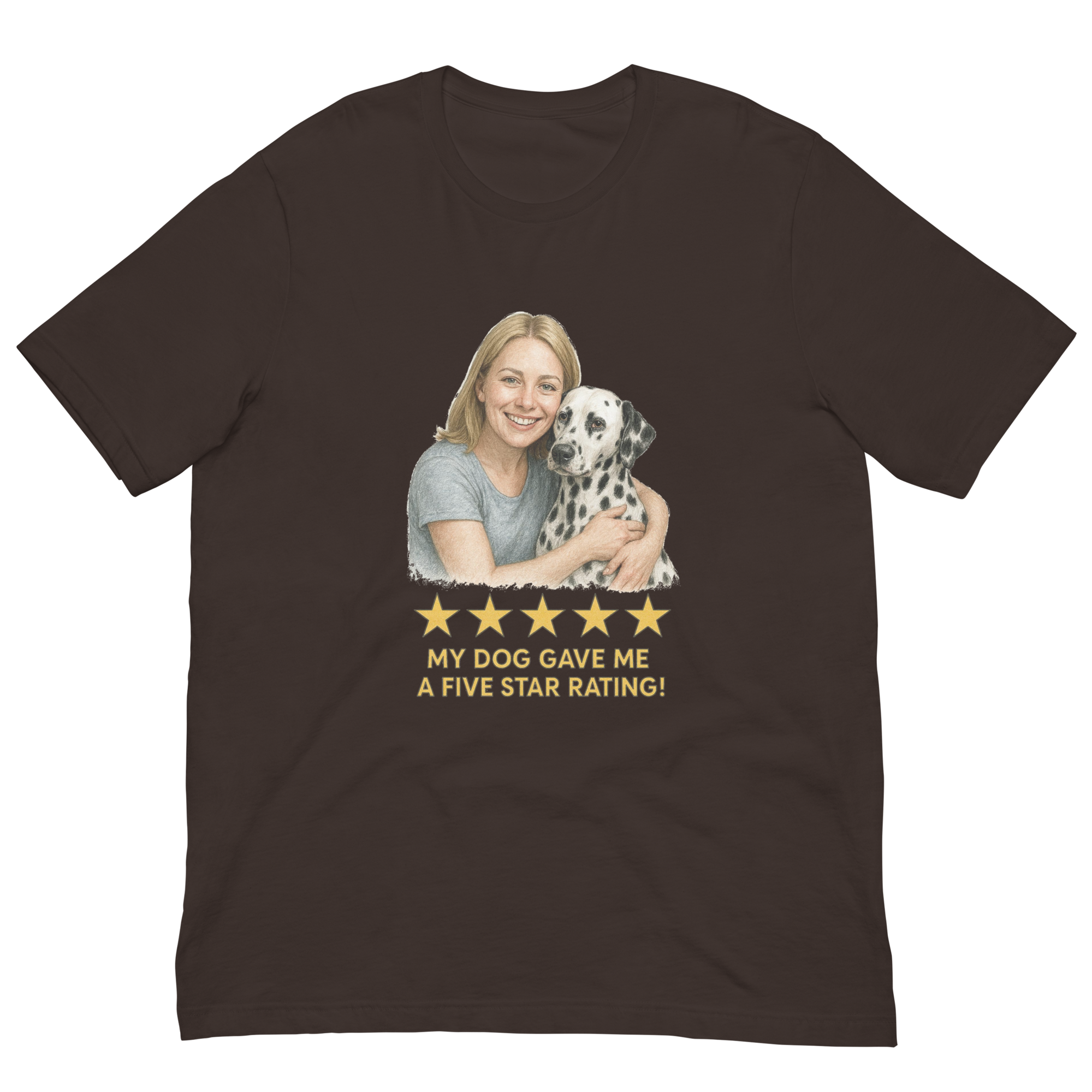 Blonde Woman with Dalmatian graphic tee - brown