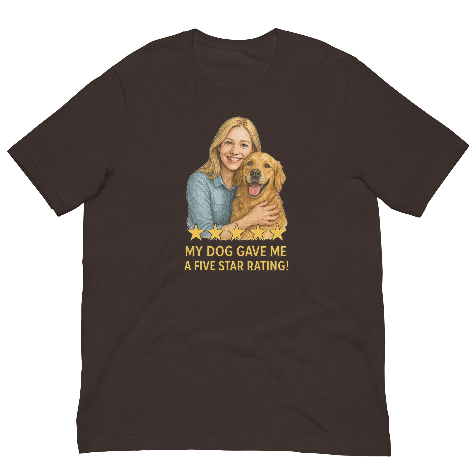 Blonde Woman with Golden Retriever graphic tee - brown