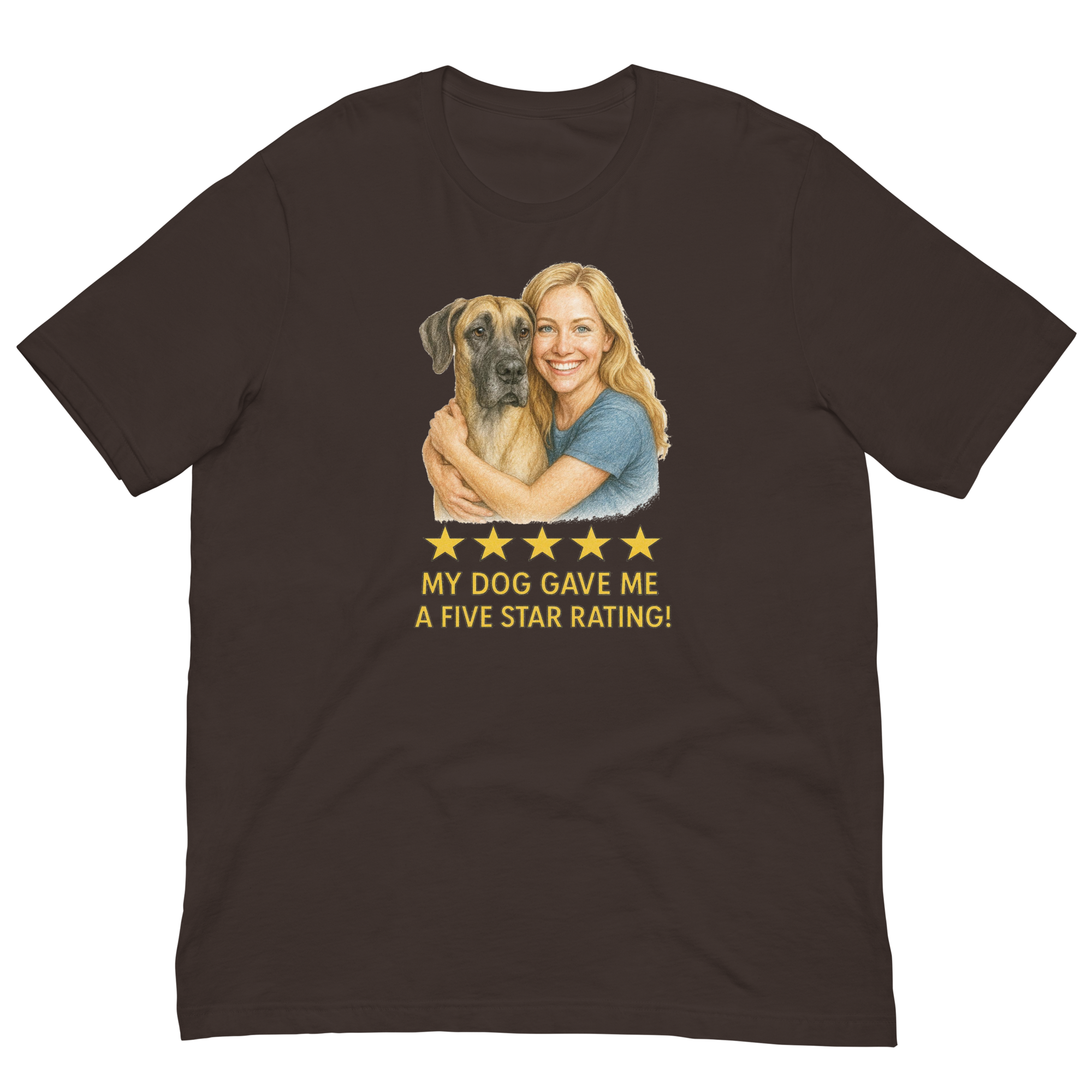 Blonde Woman with Great Dane graphic tee - brown