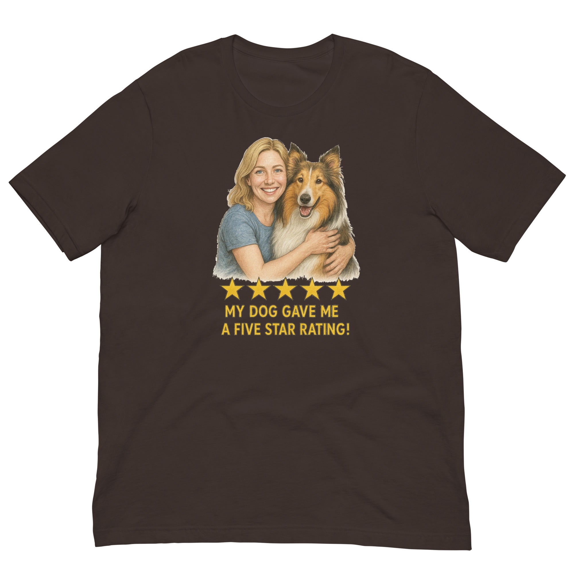 Blonde Woman with Collie graphic tee - brown
