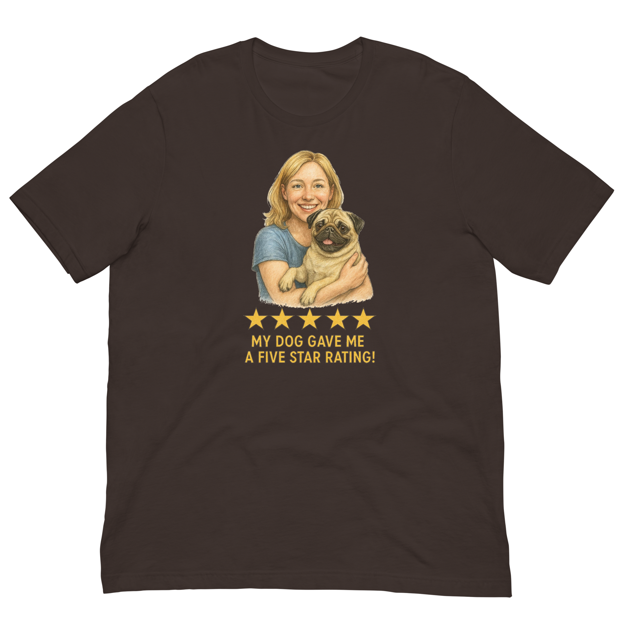 Blonde Woman with Pug graphic tee - brown