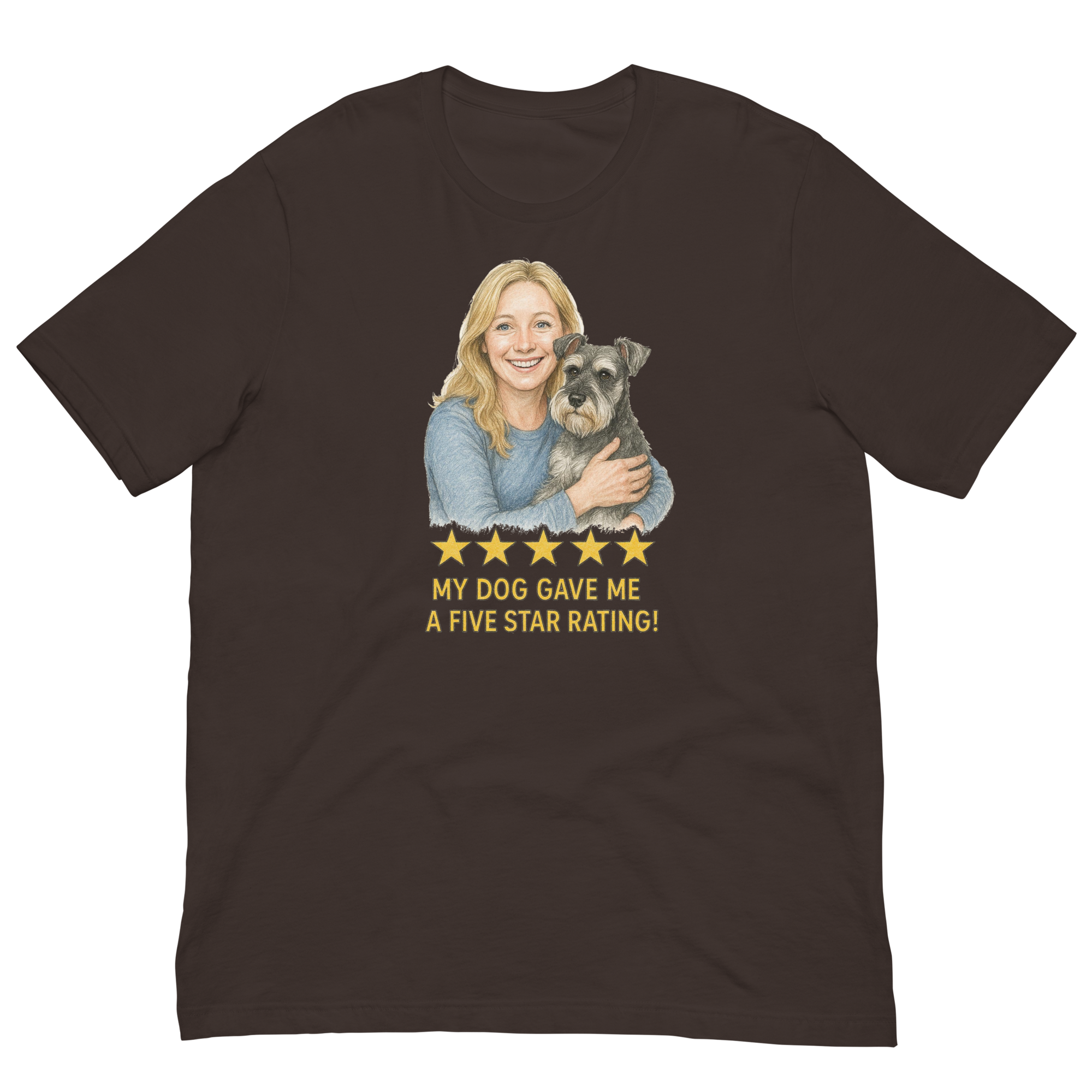 Blonde Woman with Schnauzer graphic tee - brown