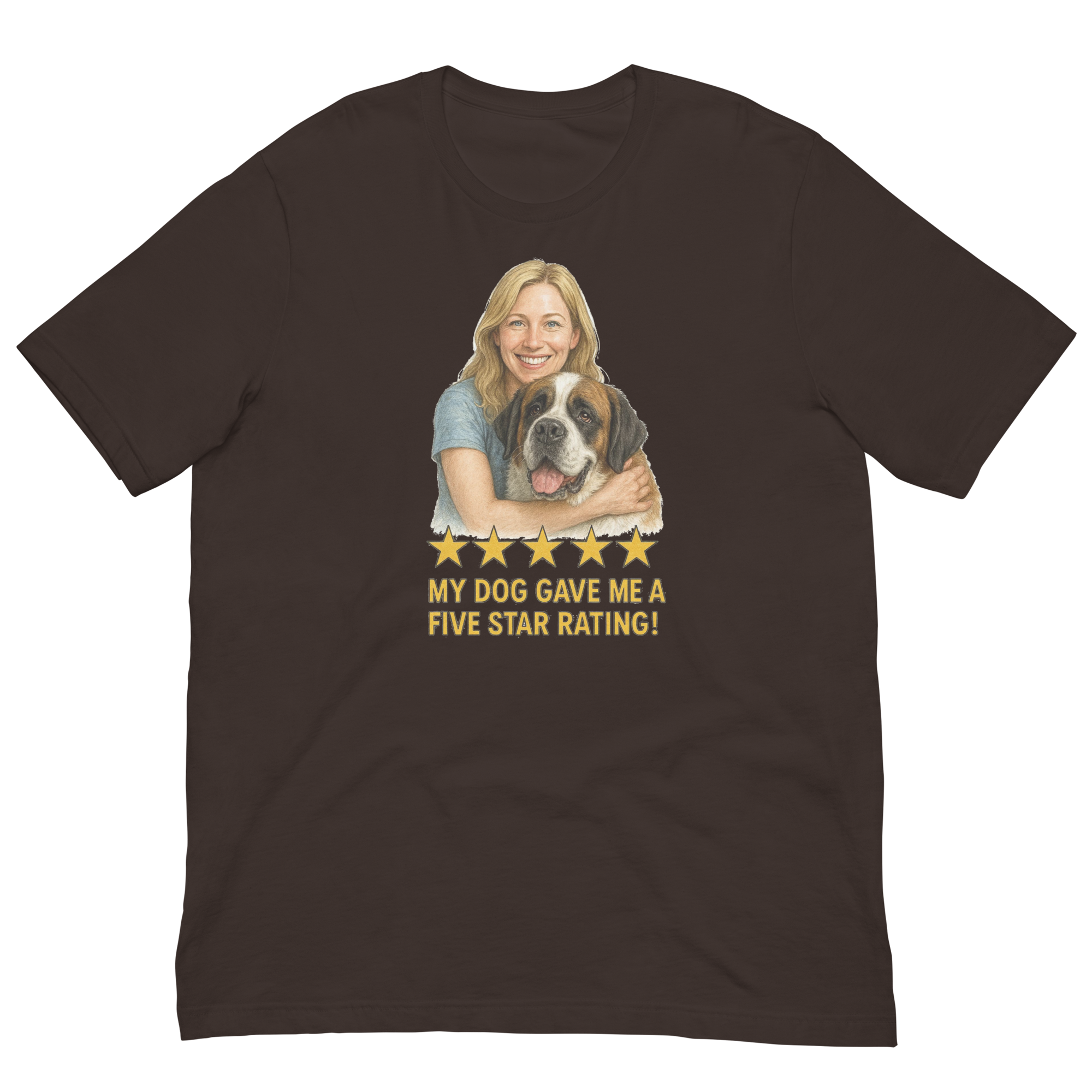 Blonde Woman with Saint Bernard graphic tee - brown