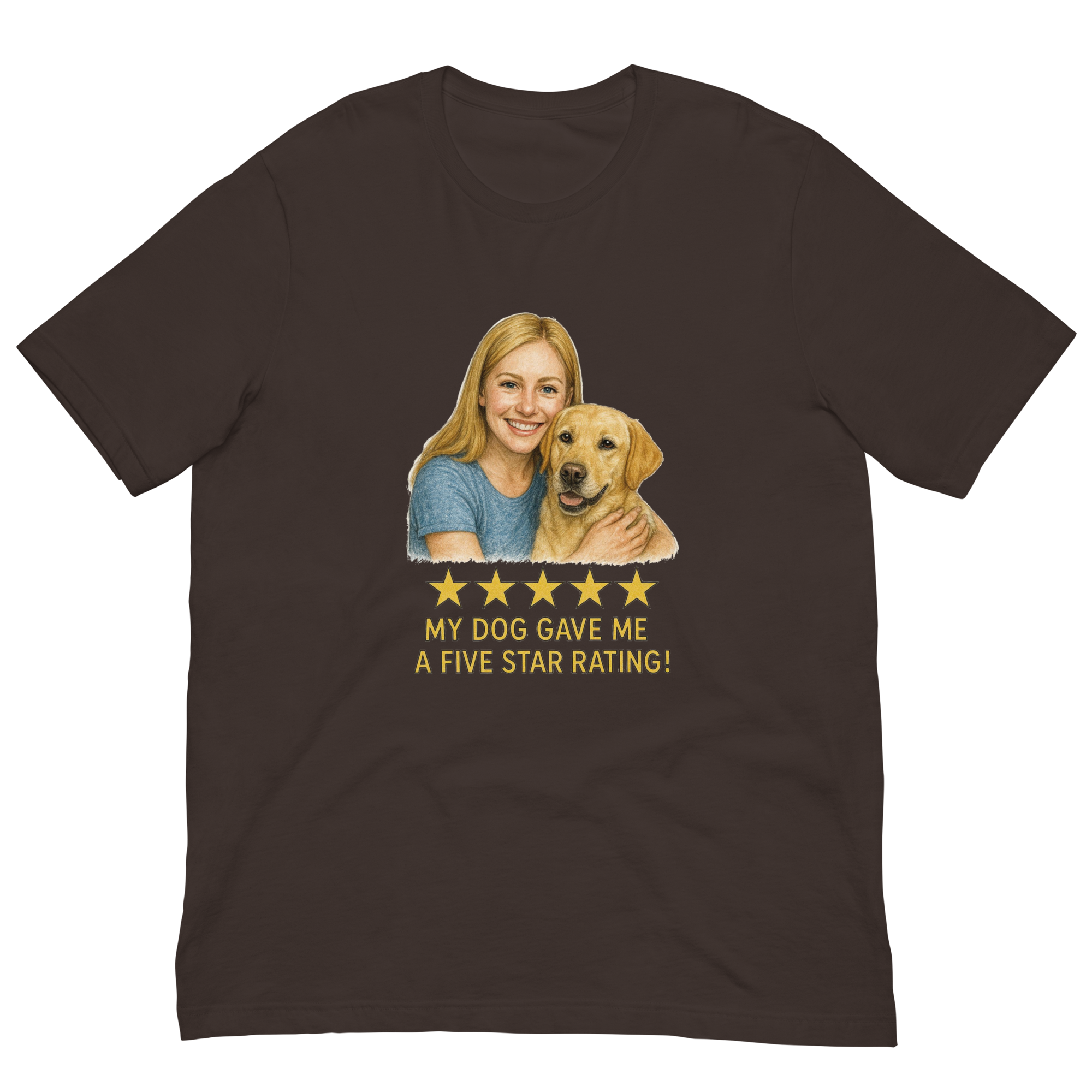 Blonde Woman with Yellow Labrador graphic tee - brown