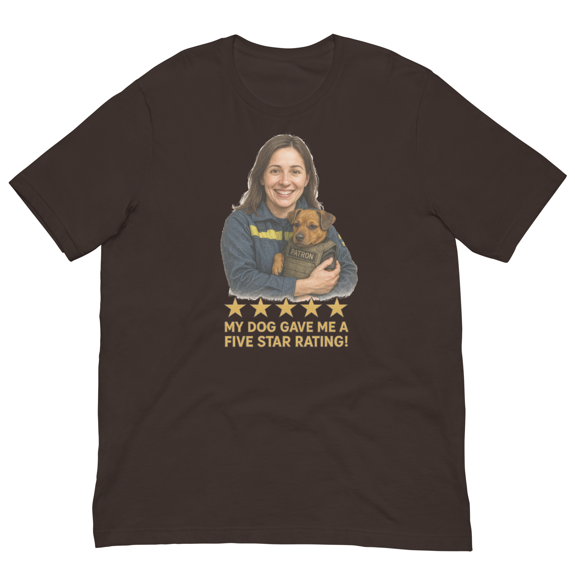 Brunette Woman with Patron graphic tee - brown