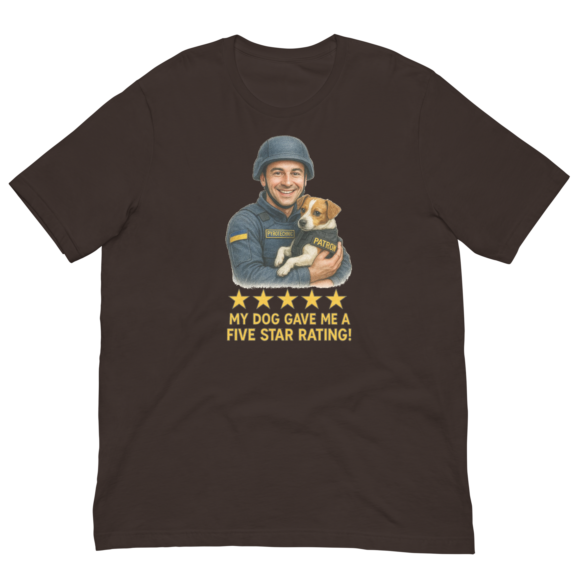 Brunette Man with Patron graphic tee.