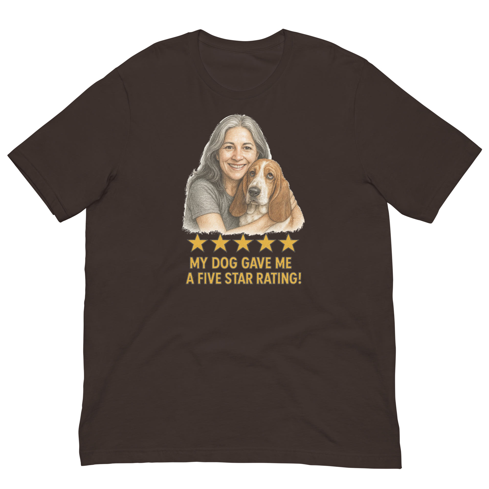 Salt & Pepper Woman with Basset Hound graphic tee - brown