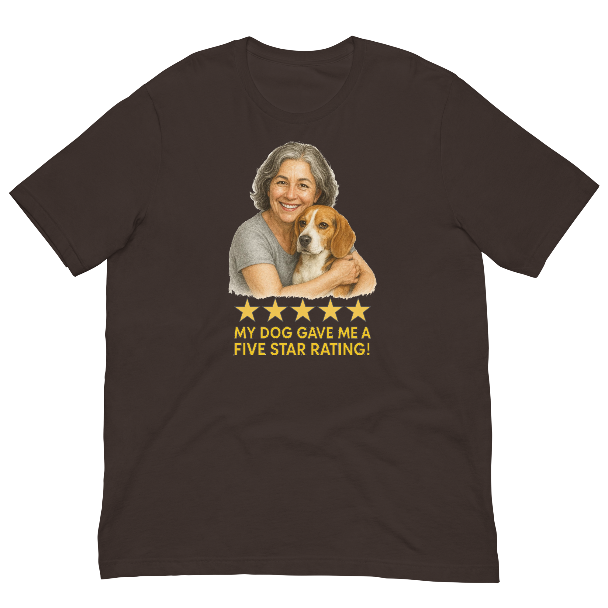 Salt & Pepper Woman with Beagle graphic tee - brown