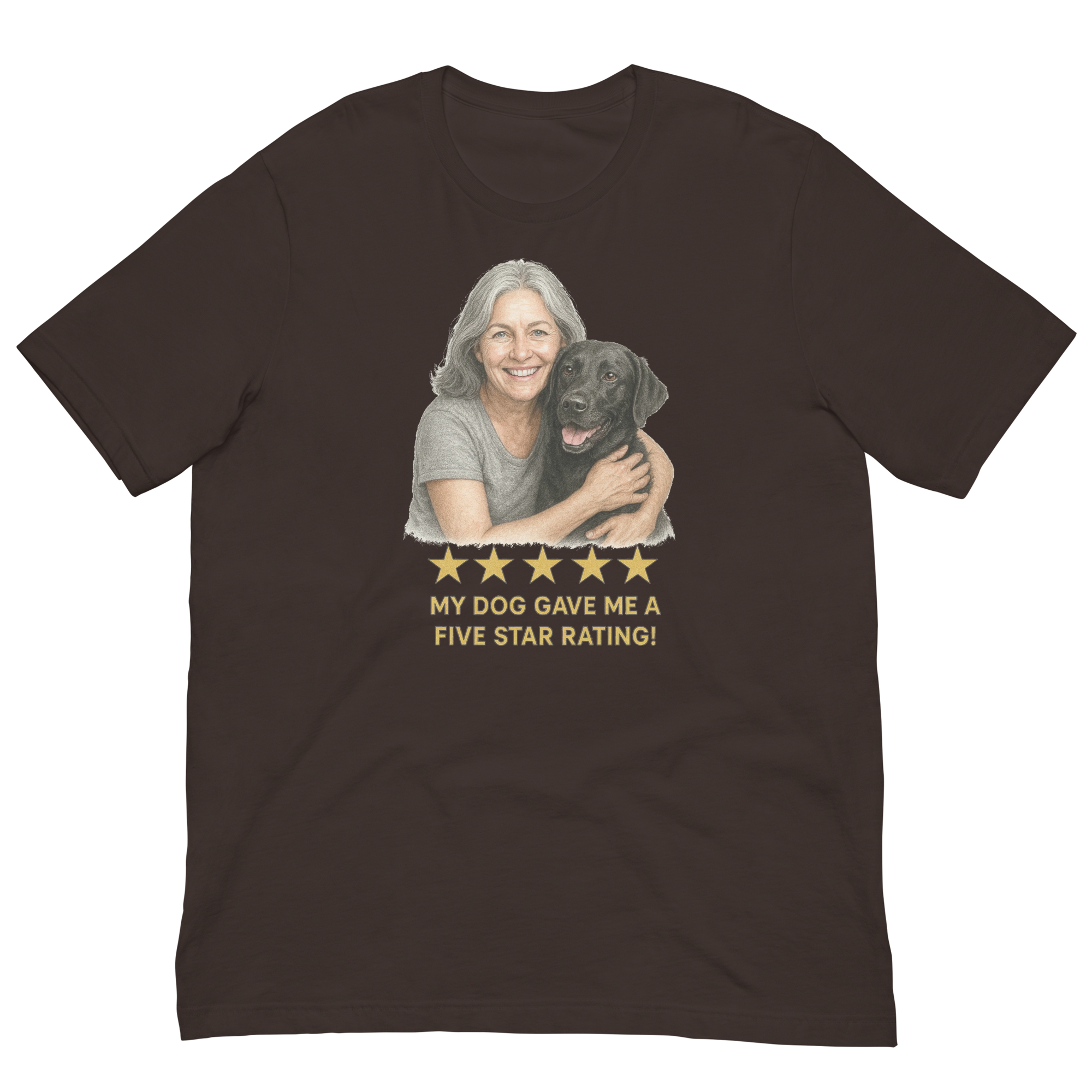 Salt & Pepper Woman with Black Labrador graphic tee - brown