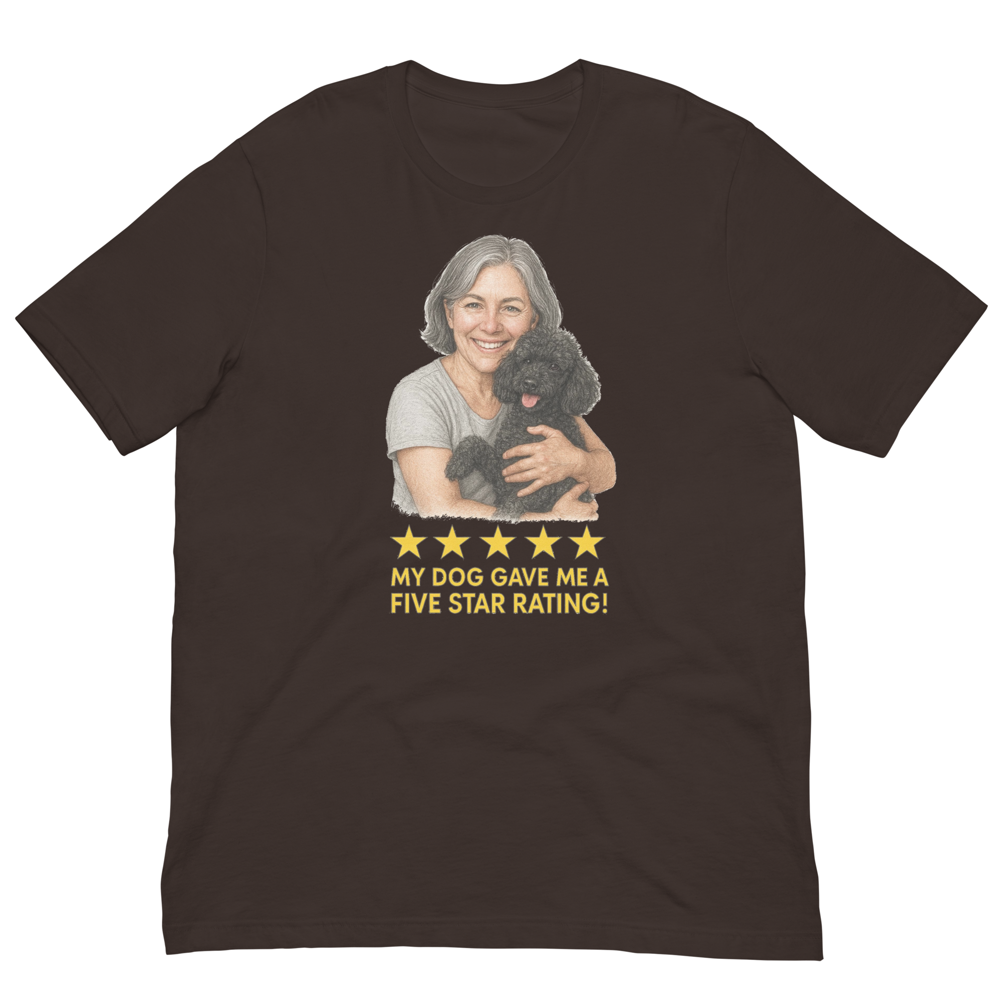 Salt & Pepper Woman with Black Poodle graphic tee - brown