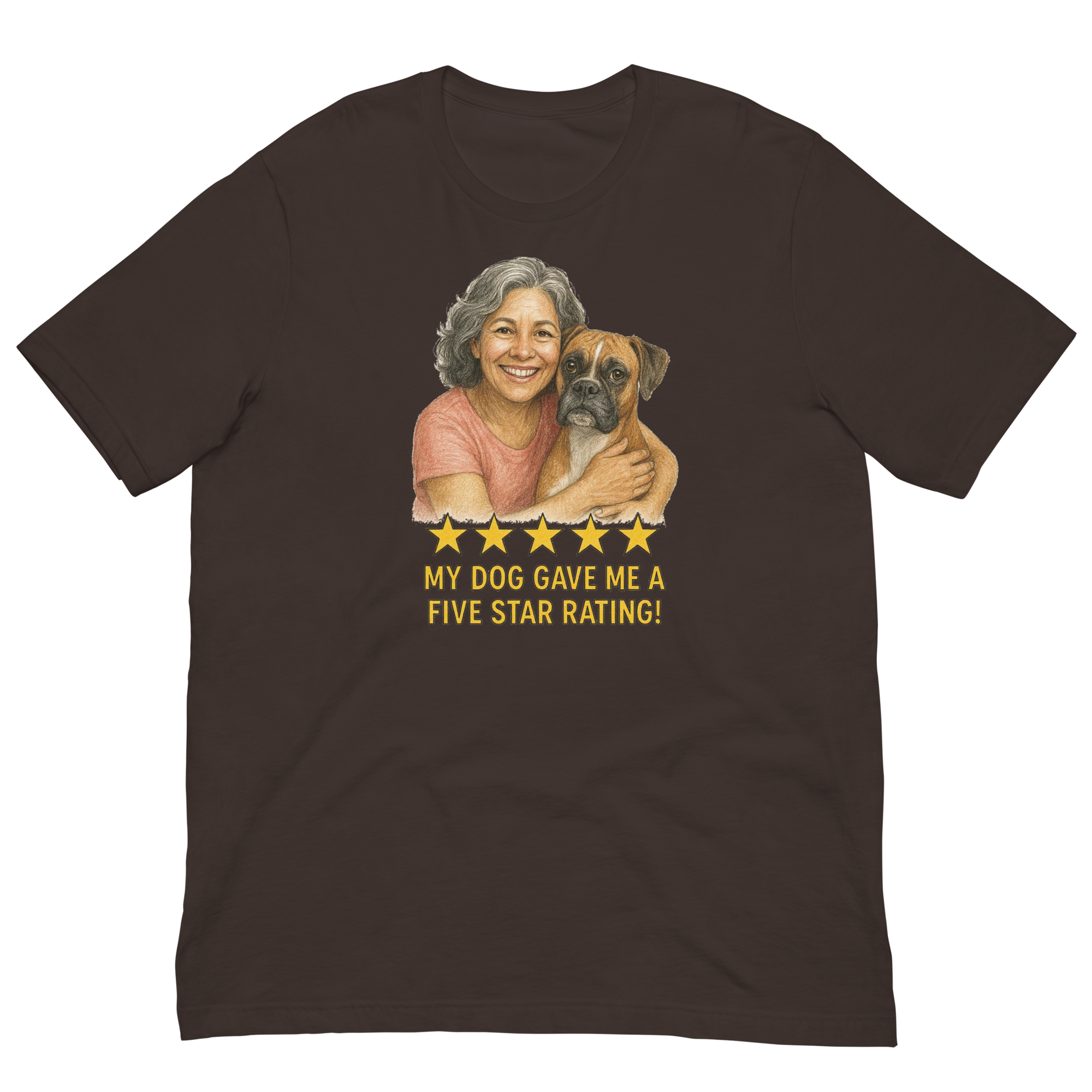 Salt & Pepper Woman with Boxer graphic tee - brown