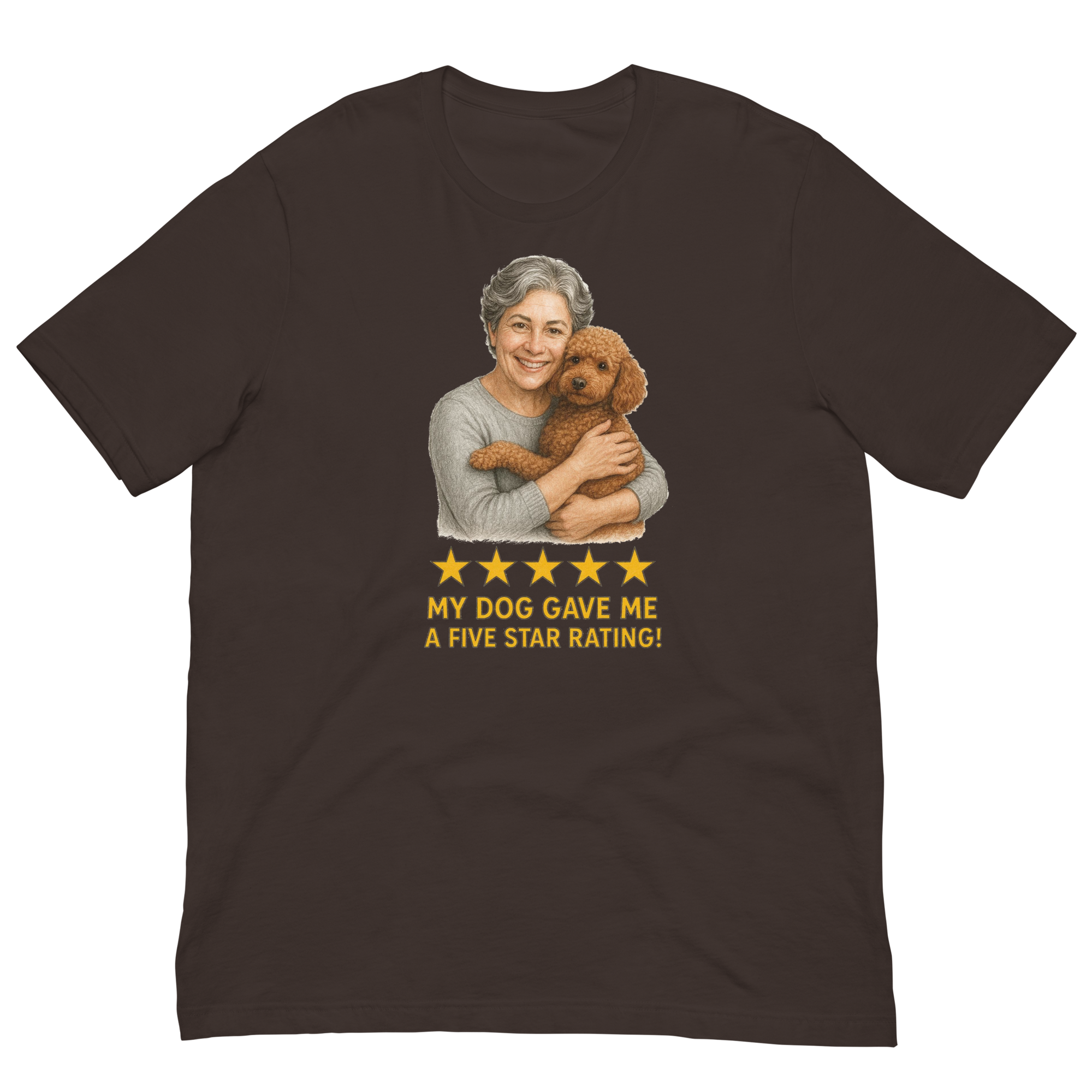 Salt & Pepper Woman with Brown Poodle graphic tee - brown