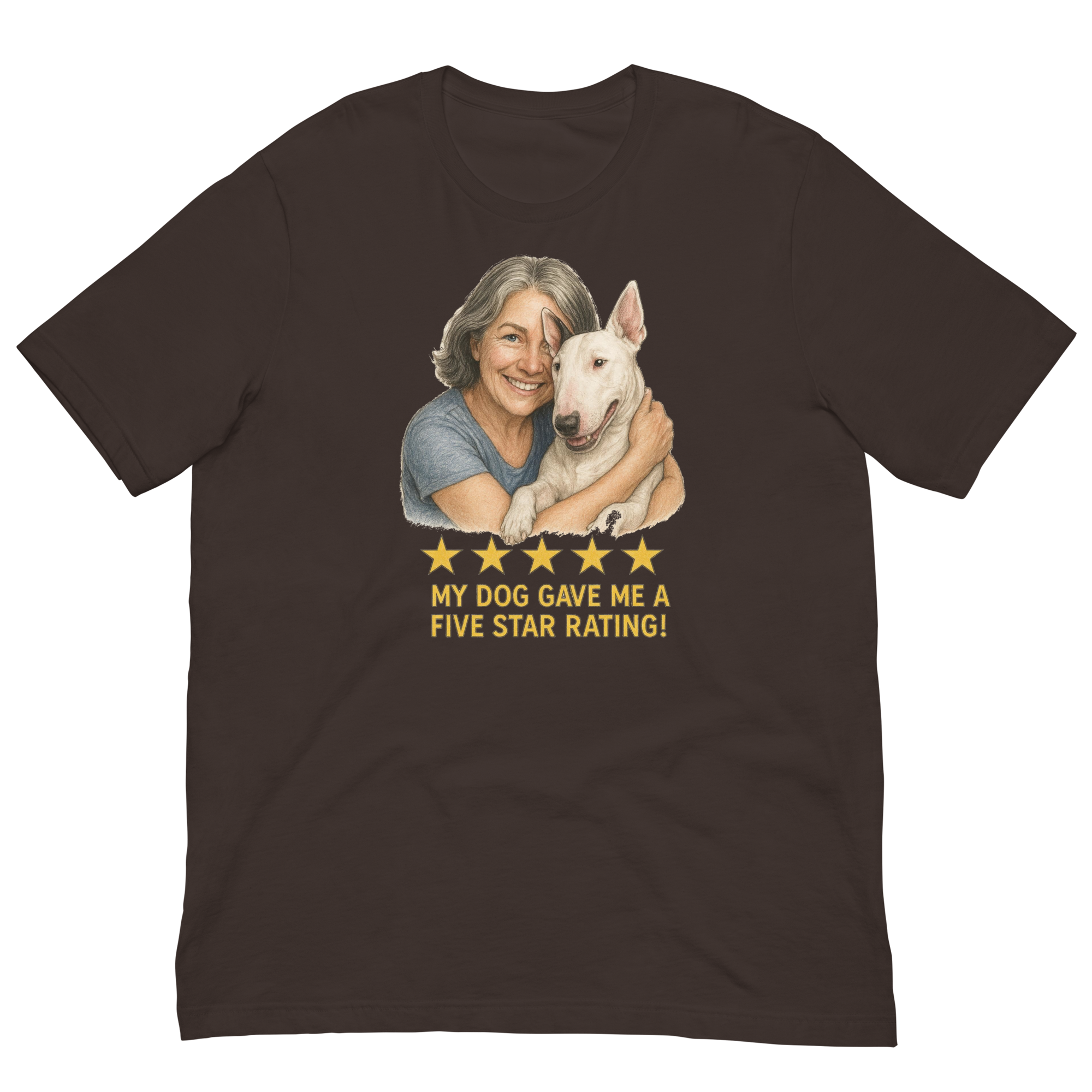Salt & Pepper Woman with Bull Terrier graphic tee - brown