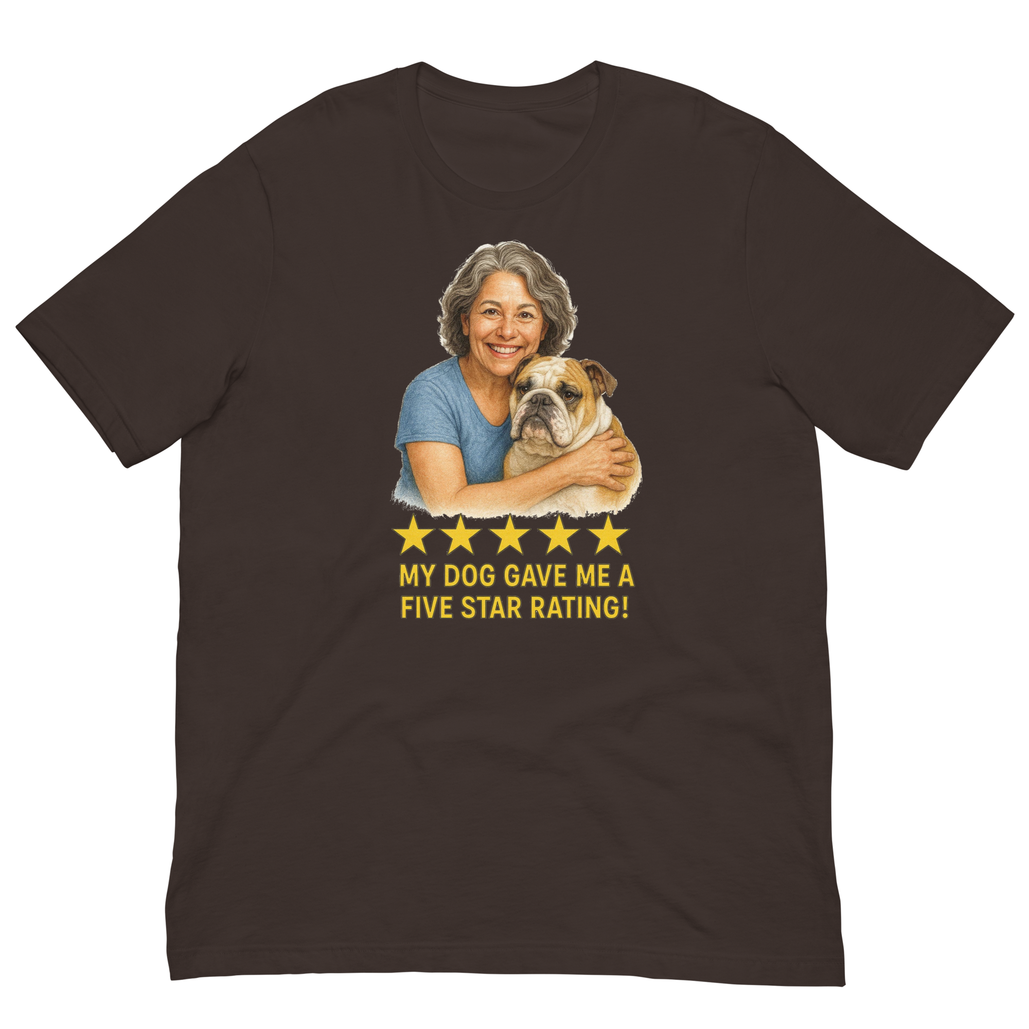 Salt & Pepper Woman with Bulldog graphic tee - brown