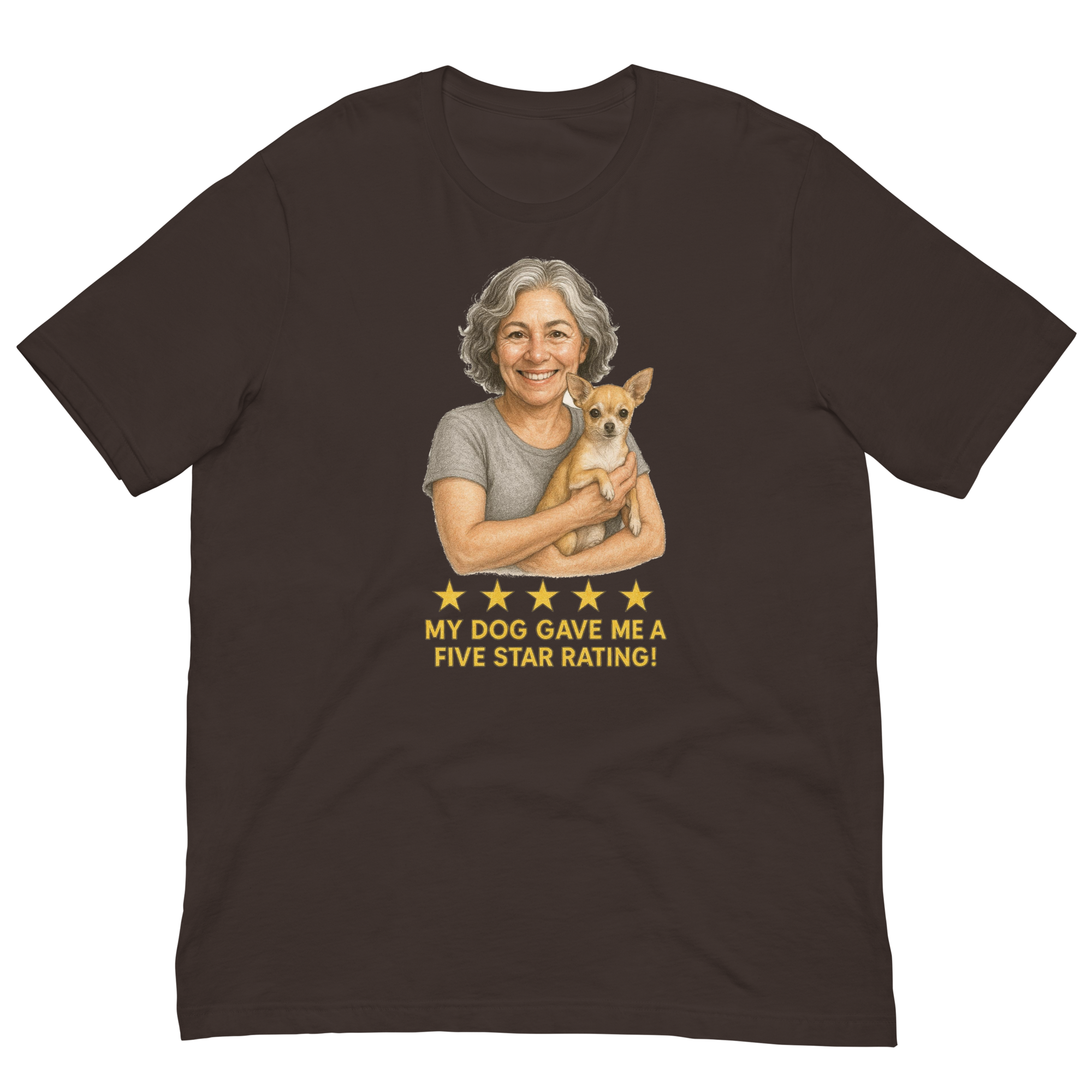 Salt & Pepper Woman with Chihuahua graphic tee - brown