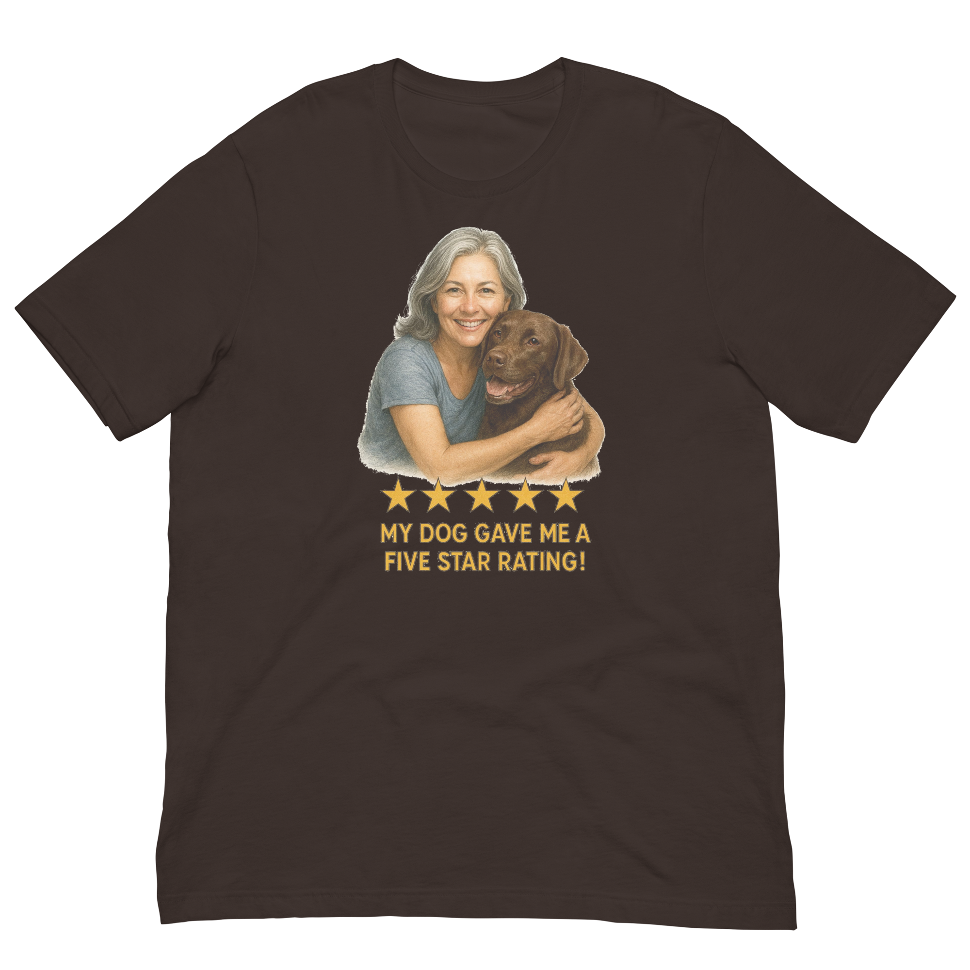 Salt & Pepper Woman with Chocolate Labrador graphic tee - brown