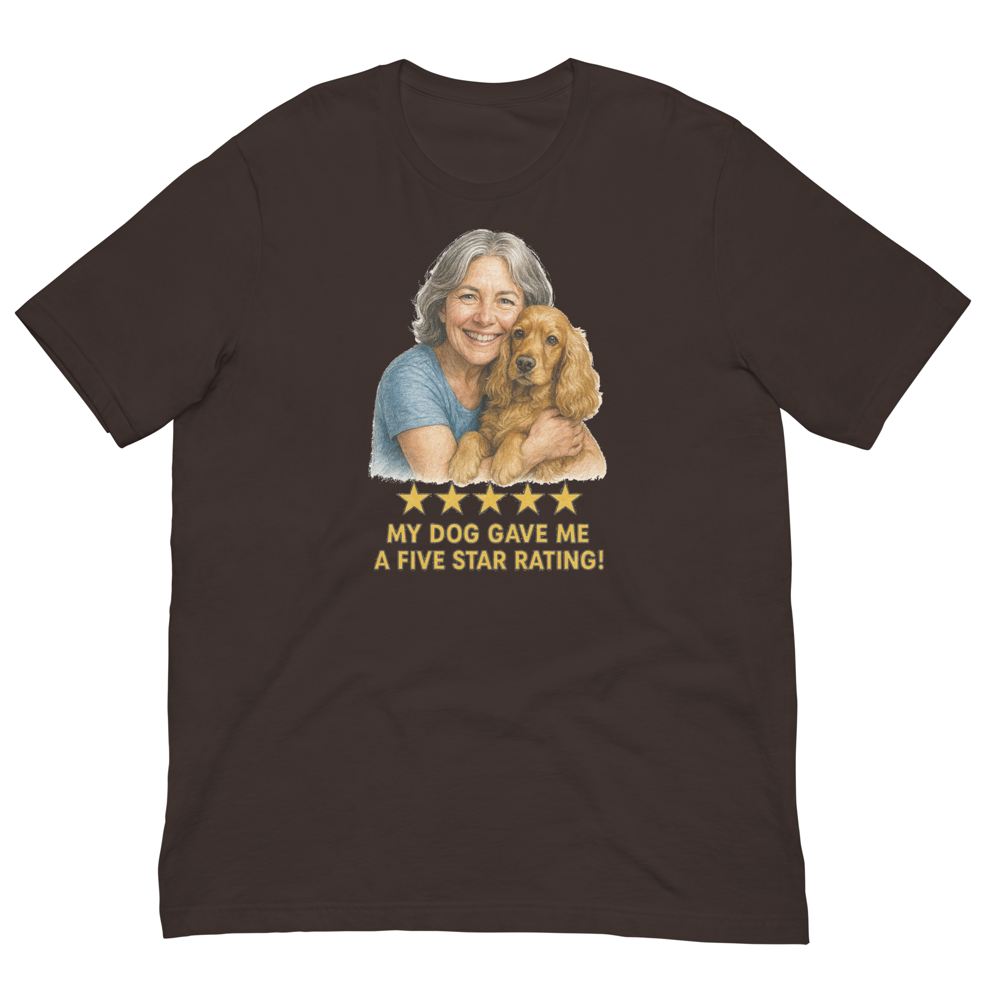 Salt & Pepper Woman with Cocker Spaniel graphic tee - brown
