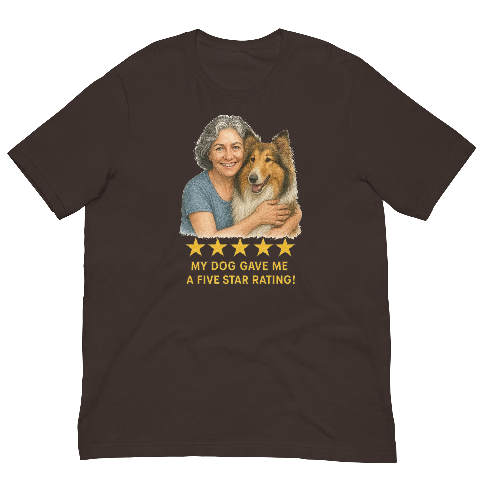 Salt & Pepper Woman with Collie graphic tee - brown